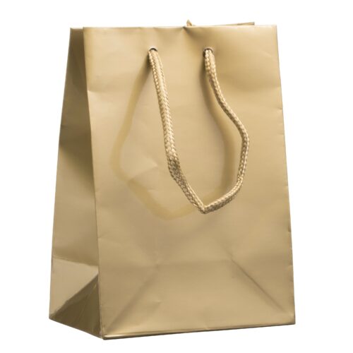Custom Glossy Euro Tote Jewelry Bag – Gem Size, Private Label Custom glossy euro tote jewelry bag in gem size with twisted handles and custom logo foil stamping, private-label jewelry packaging