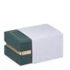 Gold-accented cardboard earring box with custom logo branding and protective foam insert
