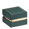 Gold-accented rigid cardboard ring box with custom logo printing and foam insert, ideal for luxury jewelry packaging