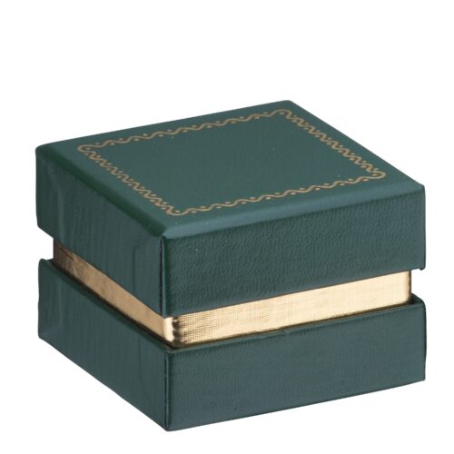 Gold-Accented Rigid Ring Box – Custom Jewelry Packaging Gold-accented rigid cardboard ring box with custom logo printing and foam insert, ideal for luxury jewelry packaging