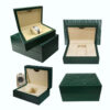 Custom Green Leather Watch Gift Box with Full Branding & Customization Options Custom green leather watch gift box with embossed logo and removable foam insert for jewelry packaging