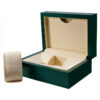 Custom Green Leather Watch Gift Box with Full Branding & Customization Options Custom green leather watch gift box with embossed logo and removable foam insert for jewelry packaging