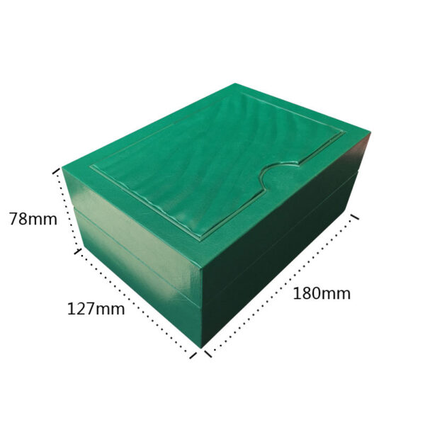 Custom Green Leather Watch Gift Box with Full Branding & Customization Options Custom green leather watch gift box with embossed logo and removable foam insert for jewelry packaging