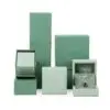 Premium custom green microfiber jewelry boxes with custom logo and protective foam inserts for wholesale branding