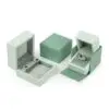 Premium custom green microfiber jewelry boxes with custom logo and protective foam inserts for wholesale branding