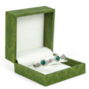 Custom green kraft paper ring jewelry box with custom logo printing and foam insert, wholesale packaging for jewelry retailers