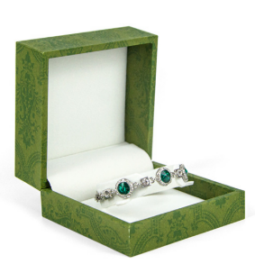 Custom green kraft paper ring jewelry box with custom logo printing and foam insert, wholesale packaging for jewelry retailers