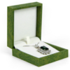 Custom green kraft paper ring jewelry box with custom logo printing and foam insert, wholesale packaging for jewelry retailers