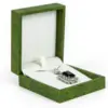 Custom Green Paper Ring Jewelry Box – Wholesale Custom green kraft paper ring jewelry box with custom logo printing and foam insert, wholesale packaging for jewelry retailers