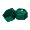 Premium Hexagon Velvet Ring Box – Forever Collection | Custom Jewelry Packaging Hexagon-shaped premium velvet ring box with ribbed texture in deep jewel tones, showing custom white-label branding option