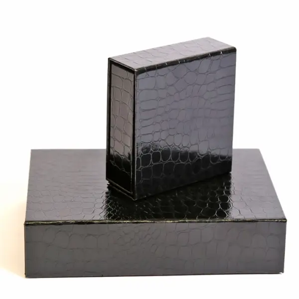 Custom italianate flip-top rigid jewelry box with personalized branding and logo, premium packaging for jewelry brands