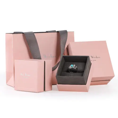 Custom rigid lid and bottom jewelry boxes with full-color printing and velvet lining for retail brands