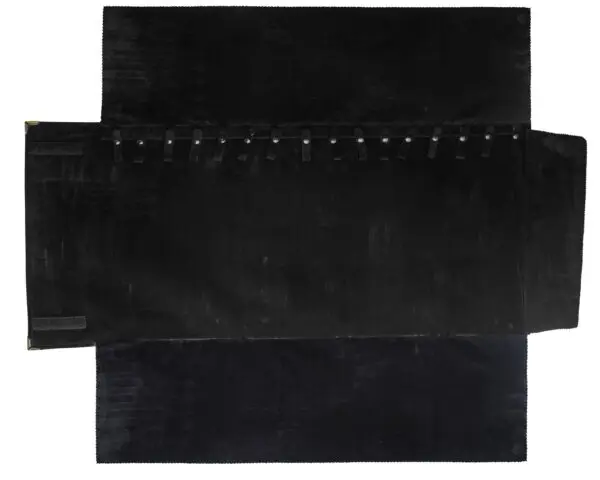 Custom leather snap-closure jewelry chain organizer roll with 16 pockets for travel, storage, and retail packaging