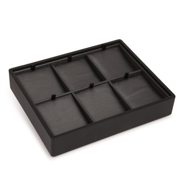 Custom Leatherette Stackable Jewelry Display Tray – 6-Pad Pendant & Earring Organizer Custom leatherette stackable jewelry display tray with six removable pads for earrings and pendants