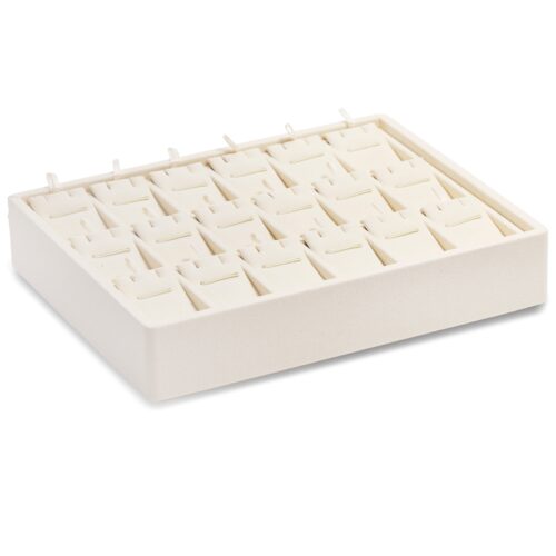 Custom Stackable Suede Jewelry Display Tray – 18-Slot Earring & Pendant Organizer Premium stackable suede jewelry display tray with 18 earring and pendant slots, customizable colors and branding.