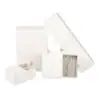 Custom white kraft paper jewelry drawer box with embossed logo and custom EVA foam insert for premium jewelry packaging