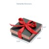 Custom striped bow rigid gift jewelry box with adjustable foam insert, shown with branded lid and interior layout