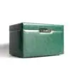 Custom large PU leather jewelry organizer box with velvet compartments and branded embossing