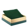 Gold accent cardboard jewelry box with custom branding, foam insert, and professional presentation