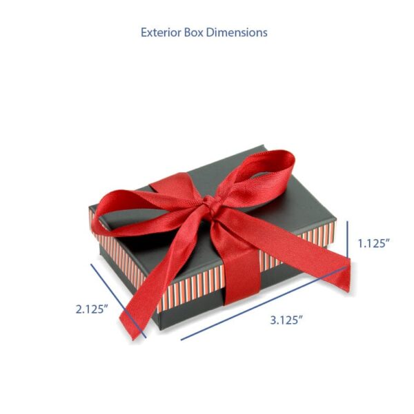 Custom striped bow rigid pendant and earring gift box with premium velvet interior for luxury jewelry packaging
