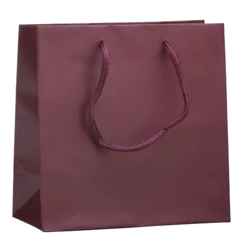 Matte finish euro tote bag in jewel size with custom branding, ideal for luxury jewelry retail packaging and brand gifting