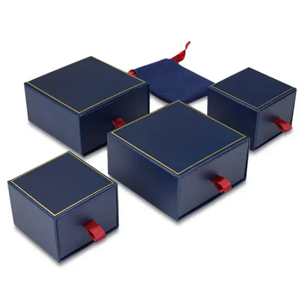 Custom silver foil kraft sliding drawer jewelry box with branded sleeve and foam insert, factory OEM wholesale