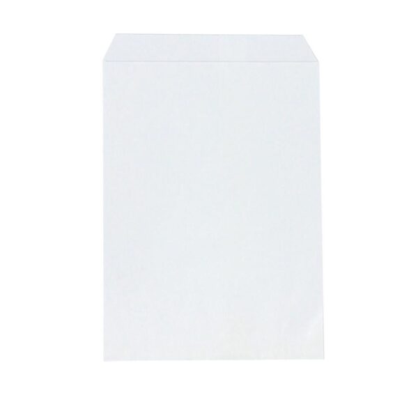 White kraft paper 6×9 merchandise pouches stack, customizable with logo printing for jewelry brands, MOQ 500+ units