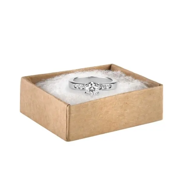Kraft Cotton-Filled Custom Ring Jewelry Box Kraft cotton-filled custom ring jewelry box with white interior and personalized logo branding