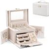 Custom Large Leather Jewelry Box - Wholesale & OEM Manufacturing Custom large leather jewelry box with embossed logo, featuring velvet interior inserts and premium leather finish