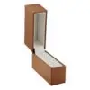 Premium leather bangle box with custom embossed logo and silk-lined interior, open and closed views