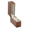 Premium leather bangle box with custom embossed logo and silk-lined interior, open and closed views