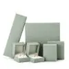 Custom Light Green Leather Earring Boxes – Wholesale Jewelry Packaging Premium custom light green leather earring boxes with foam inserts and branded logo