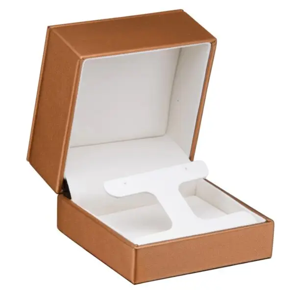 Custom Leather T-Style Earring Box - High-End Jewelry Packaging Premium leather T-style earring box with embossed logo and custom interior compartments for jewelry positioning