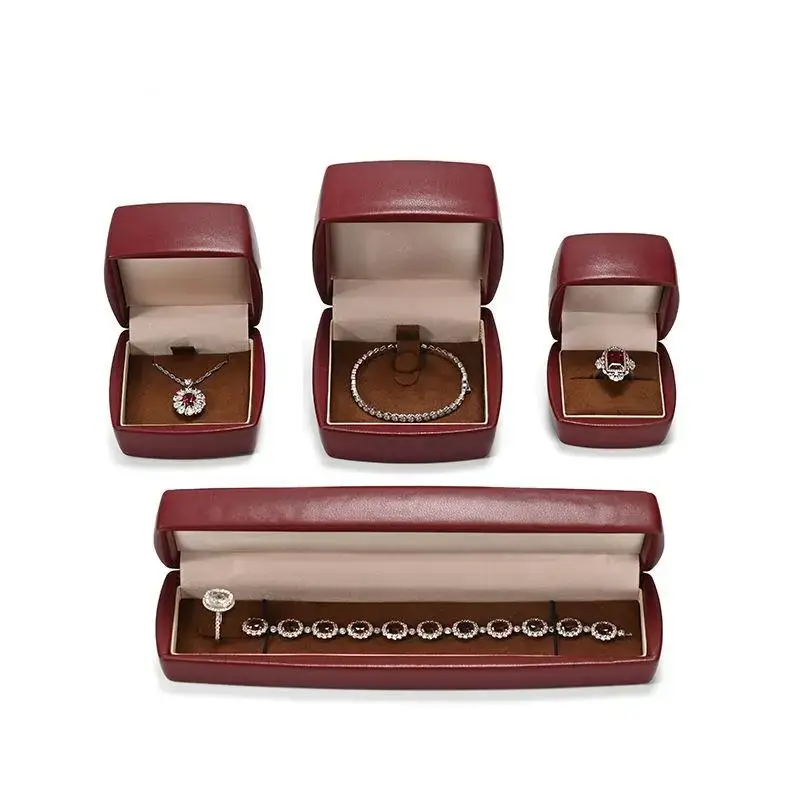 Premium PU leather earring box with custom logo, foam insert, and magnetic closure