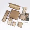 Custom Luxury Leather Earring Box - Private Label Jewelry Packaging Luxury leather earring box with custom branding and foam insert, closed and open views