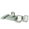 Premium custom light green leather earring boxes with foam inserts and branded logo