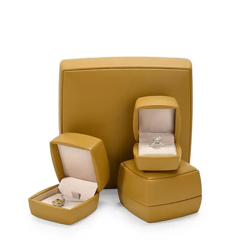 Premium PU leather earring box with custom logo, foam insert, and magnetic closure