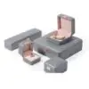 Custom Italian Grey Leather Earring Boxes — OEM Private Label Jewelry Packaging Custom grey leather earring boxes with personalized logo branding and foam insert lining for jewelry retail packaging