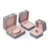 Custom Italian Grey Leather Earring Boxes — OEM Private Label Jewelry Packaging Custom grey leather earring boxes with personalized logo branding and foam insert lining for jewelry retail packaging