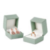 Premium custom light green leather earring boxes with foam inserts and branded logo
