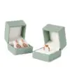 Custom Light Green Leather Earring Boxes – Wholesale Jewelry Packaging Premium custom light green leather earring boxes with foam inserts and branded logo