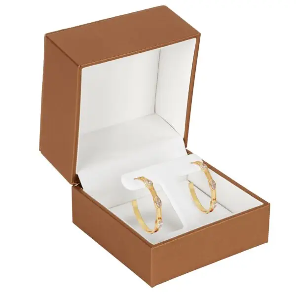 Luxury Leather Large Hoop Earring Box – Custom Rigid Jewelry Display Packaging Luxury leather large hoop earring display box with custom logo branding and foam insert, premium rigid jewelry packaging