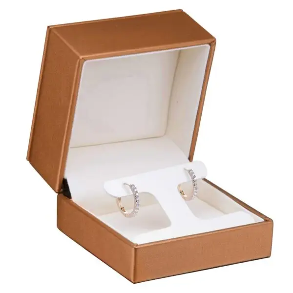 Custom Leather T-Style Earring Box - High-End Jewelry Packaging Premium leather T-style earring box with embossed logo and custom interior compartments for jewelry positioning