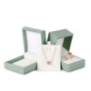 Premium custom light green leather earring boxes with foam inserts and branded logo