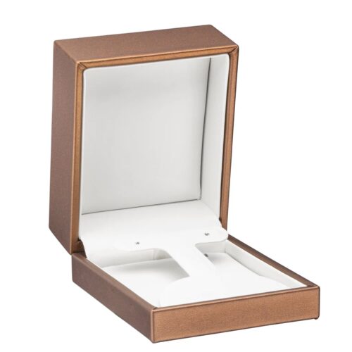 Premium leather long earring and pendant gift box with custom branding, velvet insert, and luxury packaging