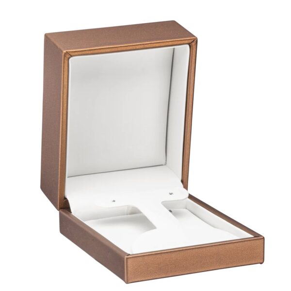 Premium leather long earring and pendant gift box with custom branding, velvet insert, and luxury packaging