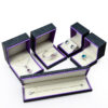 Custom leather jewelry box with velvet insert; professional packaging for rings, earrings, and fine jewelry wholesale