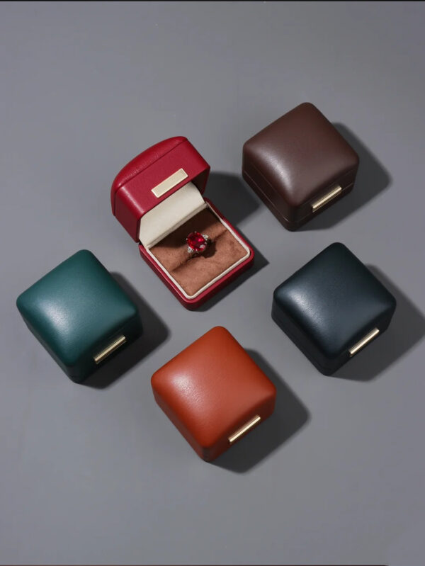 Premium leather jewelry box with custom embossed logo, luxury packaging for jewelry retailers and boutiques
