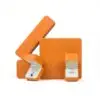 Custom leather jewelry box with earring insert, ring display compartment, and branded closure