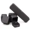 Custom leather jewelry box with earring insert, ring display compartment, and branded closure